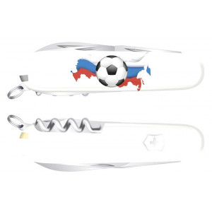 Нож перочинный Victorinox Spartan "Российский футбол", 91 мм, 12 функций, рукоять пластик, белый