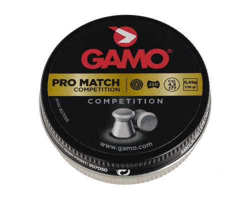 Пули Gamo Pro Match 4,5 мм, 0,49 грамм, 250 штук